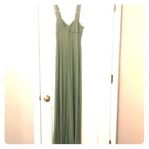 EUC Max Studio Green & White striped Maxi Dress